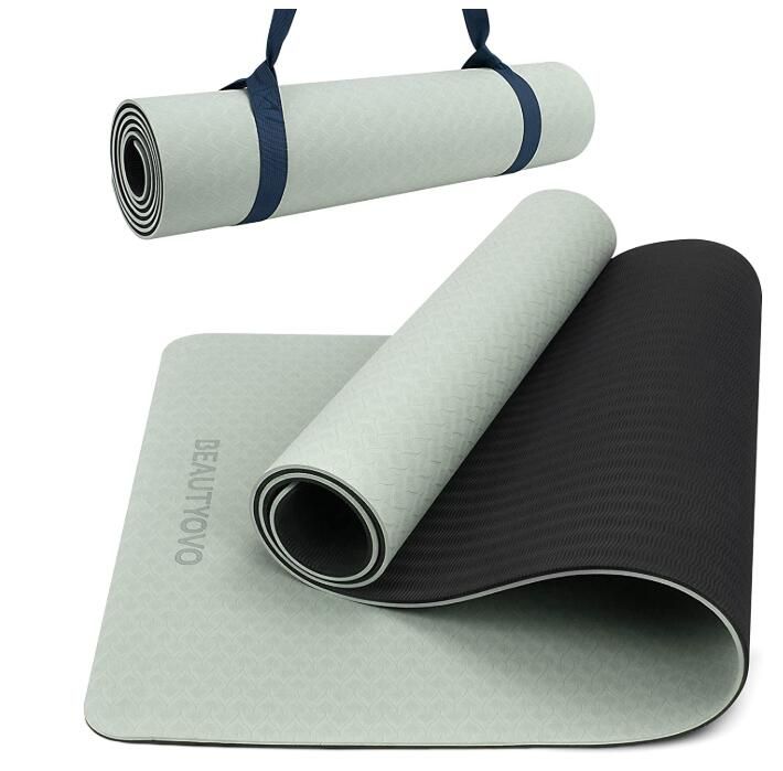 Двухслойный коврик для фитнеса и йоги нескользящий 6 мм