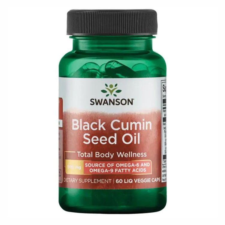 Масло семян черного тмина Swanson Black Cumin Seed Oil 500 мг 60 капсул