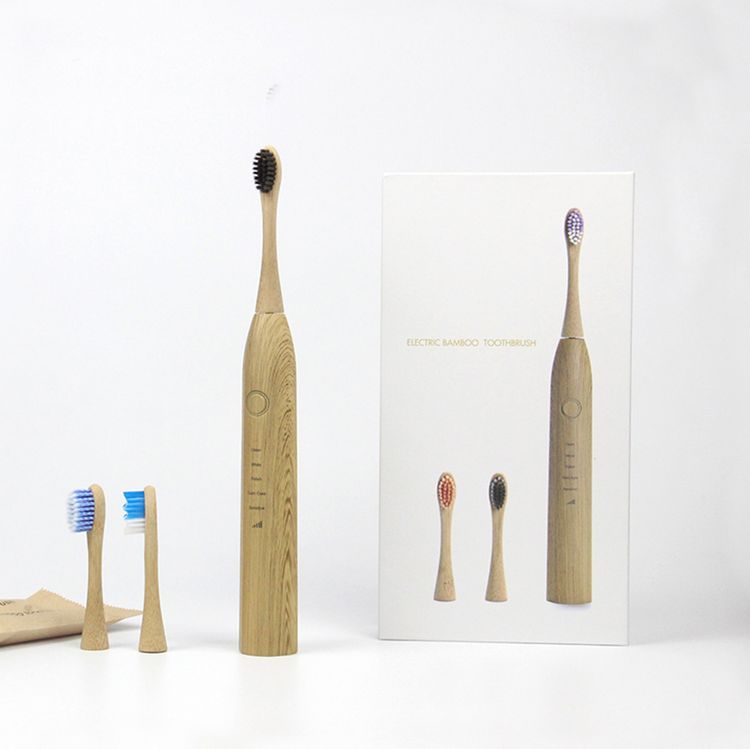 Электрическая зубная щетка из бамбука с таймером