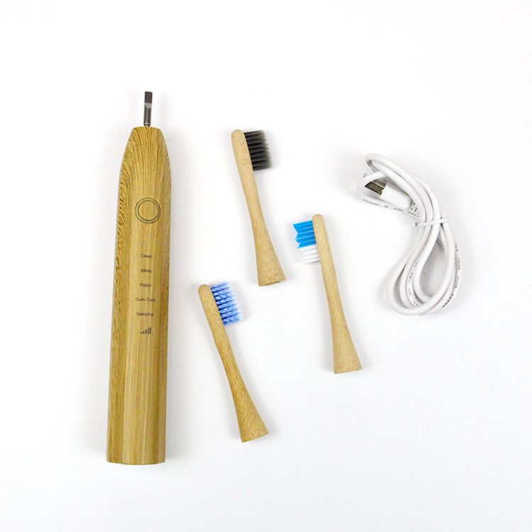 Електрична зубна щітка із бамбука з таймером