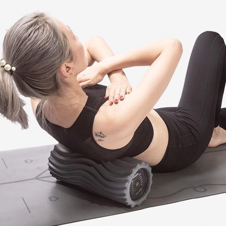 Вібраційний масажний валик Сірий для кроссфіта і йоги