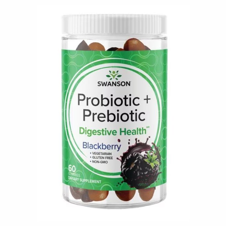 Пробиотик и пребиотик Swanson Probiotic + Prebiotic Черника 60 жевательных таблеток