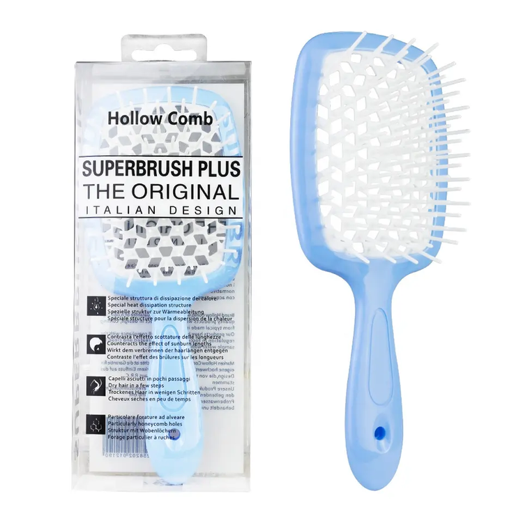 Расческа брашинг для волос Hollow Comb Голубая