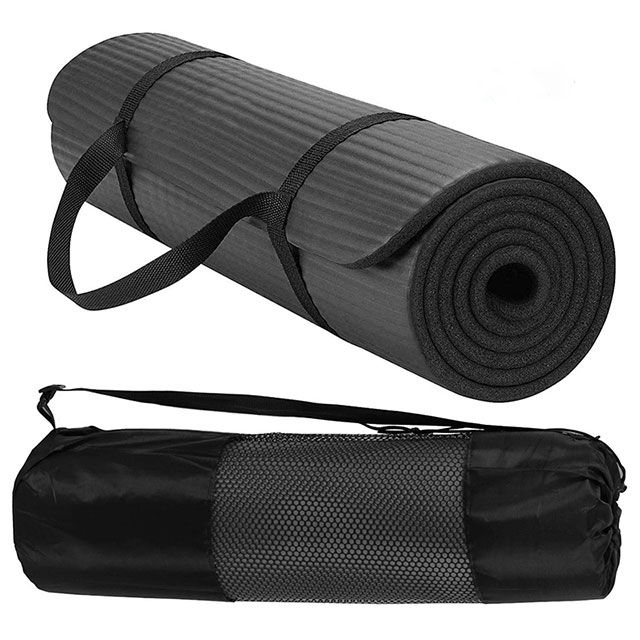 Толстый каучуковый коврик для фитнеса и йоги нескользящий 10 мм