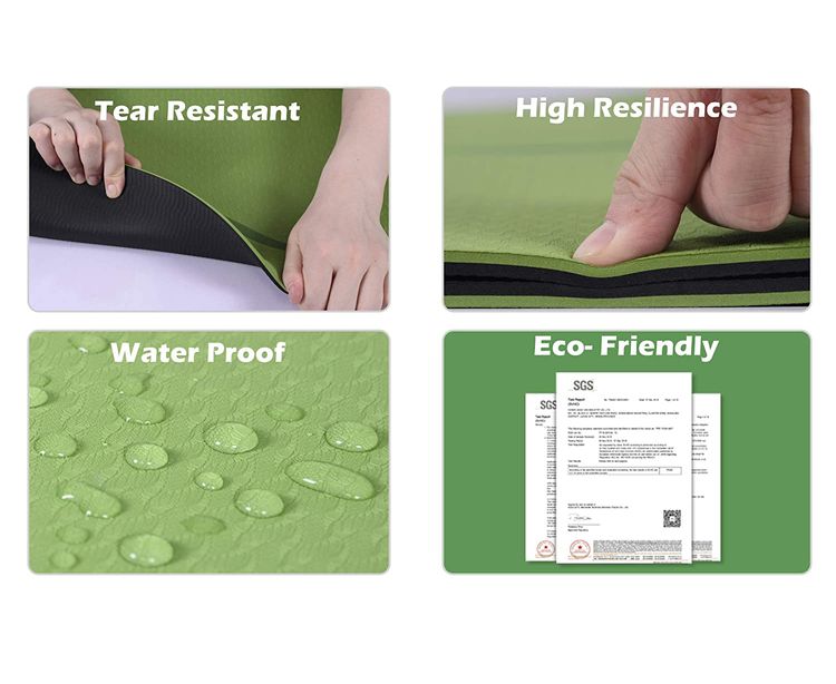 Двухслойный коврик для фитнеса и йоги Зеленый нескользящий 6 мм 5