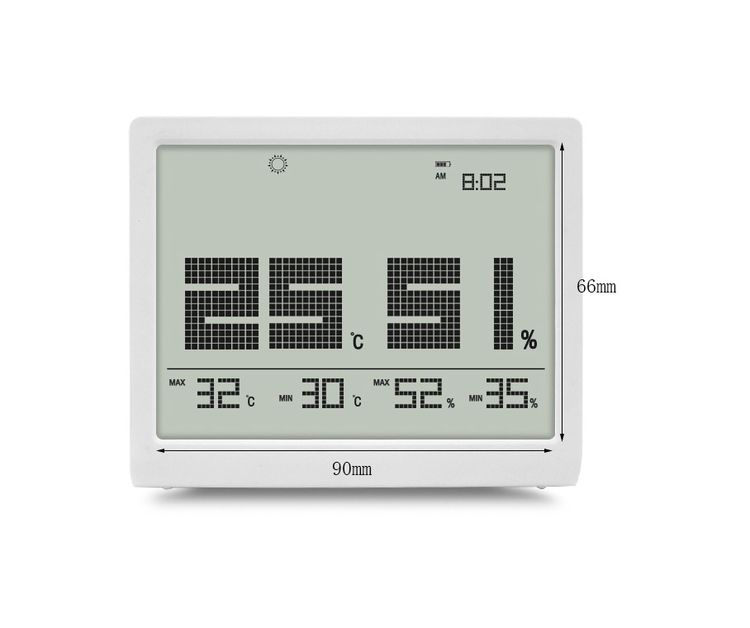 Гигрометр термометр Черный с часами для дома