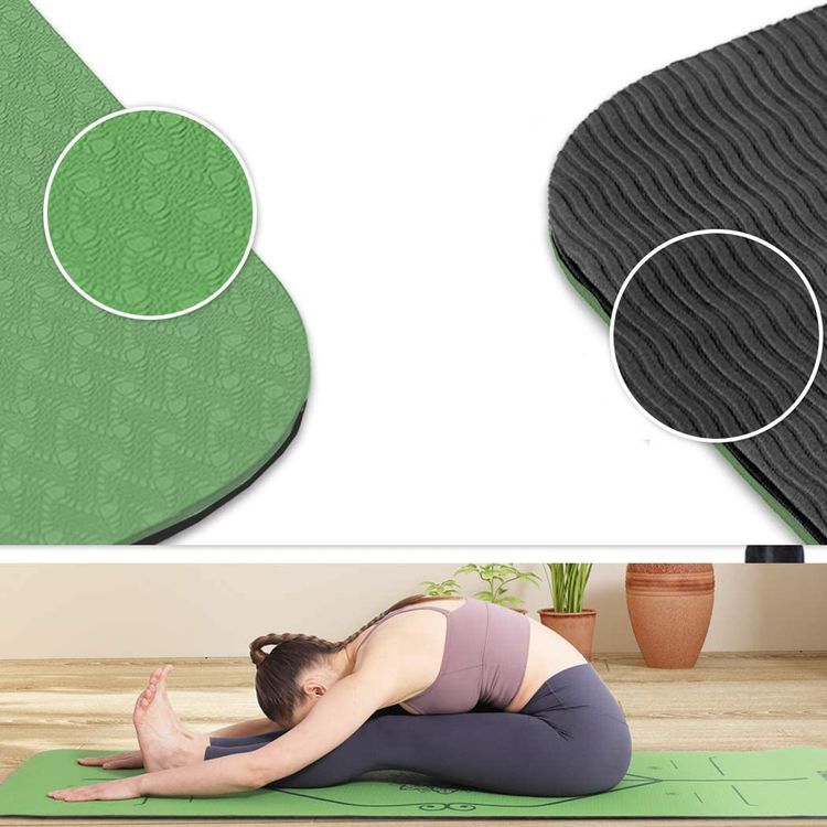 Двухслойный коврик для фитнеса и йоги Зеленый нескользящий 6 мм 2